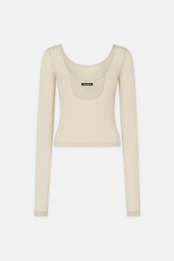 BOAT NECK TOP - HALFBOY - T - SHIRT L/S